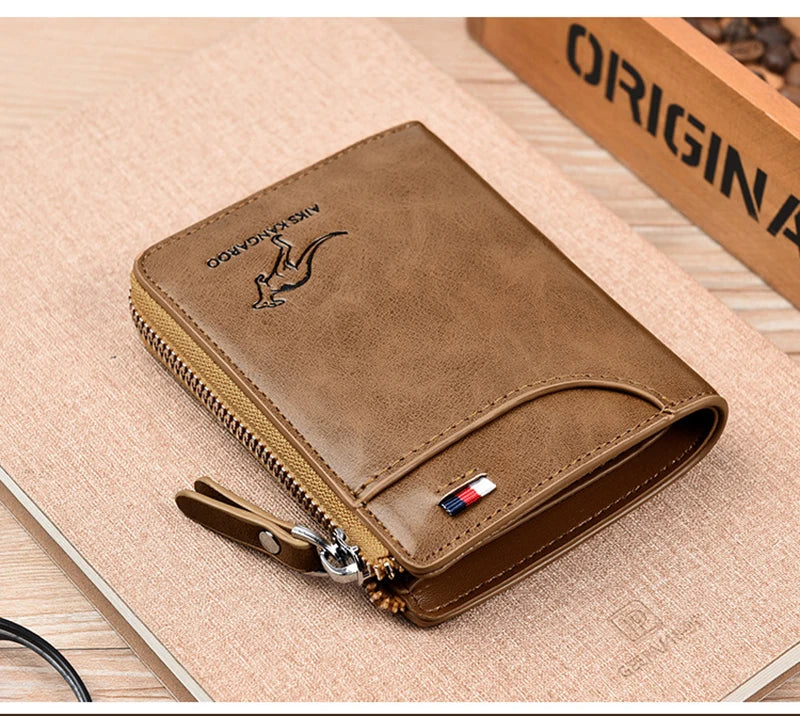 Mens Leather Wallet RFID Card Holder Business Zipper Purse Luxury Secure Wallet