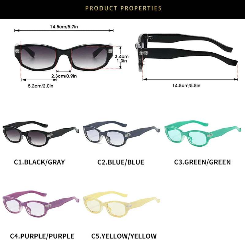 JNPCXI New Retro Small Rectangle Sunglasses Women Candy Colors Shades UV400 Square Men Sun Glasses