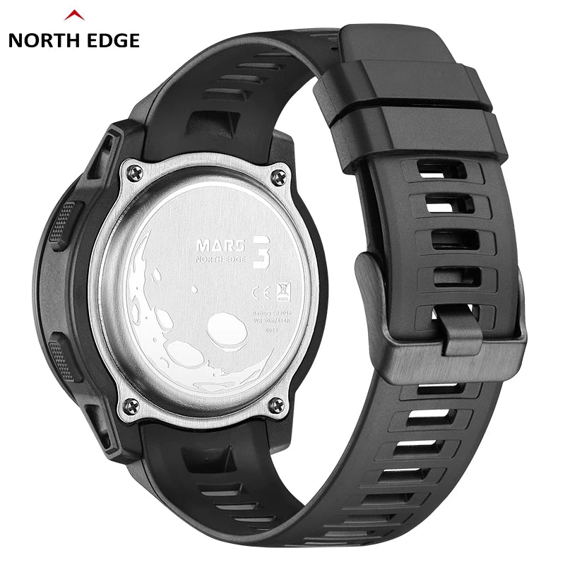 NORTH EDGE Mars 3 Men's Digital Watch Carbon Fiber Case Waterproof 50M Watches
