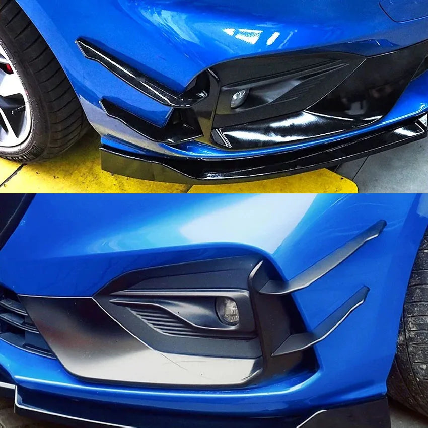 4PCS Air Splitter Trim Bodykits Gloss Balck For Ford Focus St / ST-line MK4 2018 2019 2020 2021 Car Front Bumper Side Spoiler