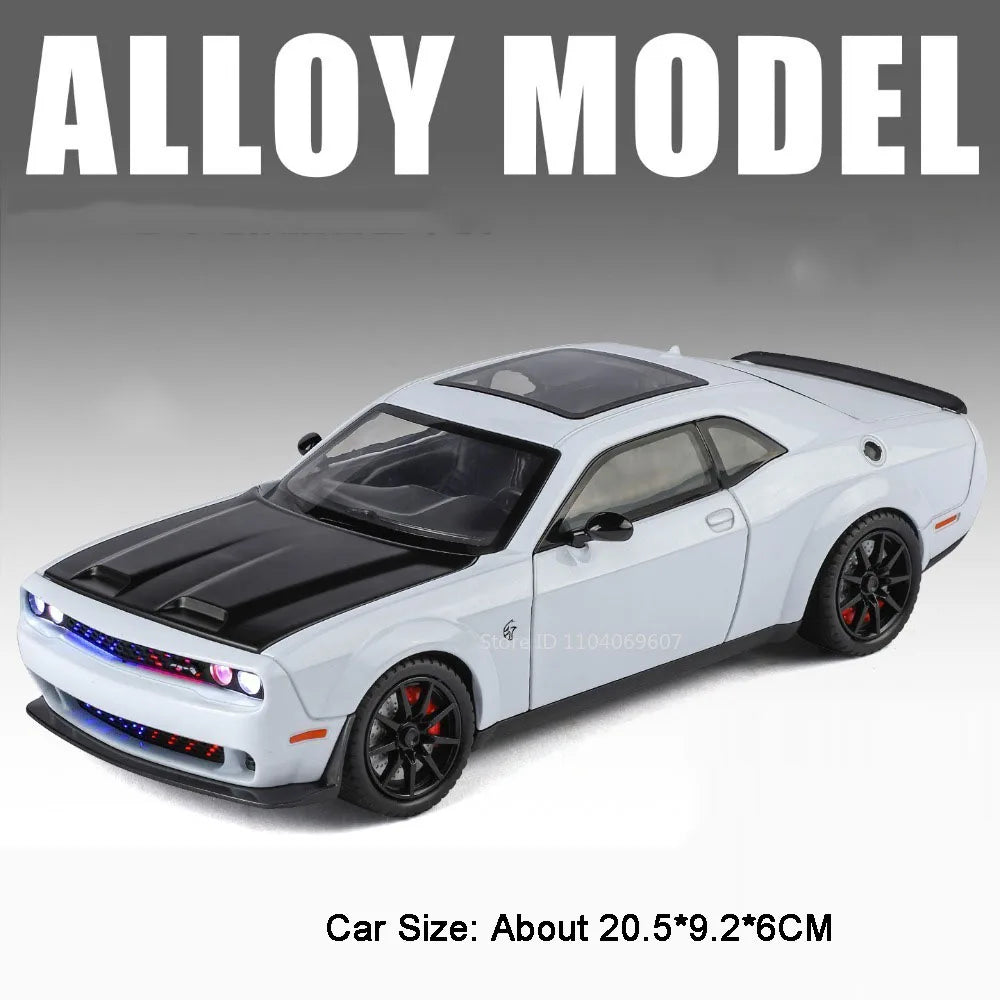 1:24 Hellcat Viper Miniature Sports Car Alloy Diecast Model Toys Front Wheel Steering Sound Light Pull Back Vehices Collectibles