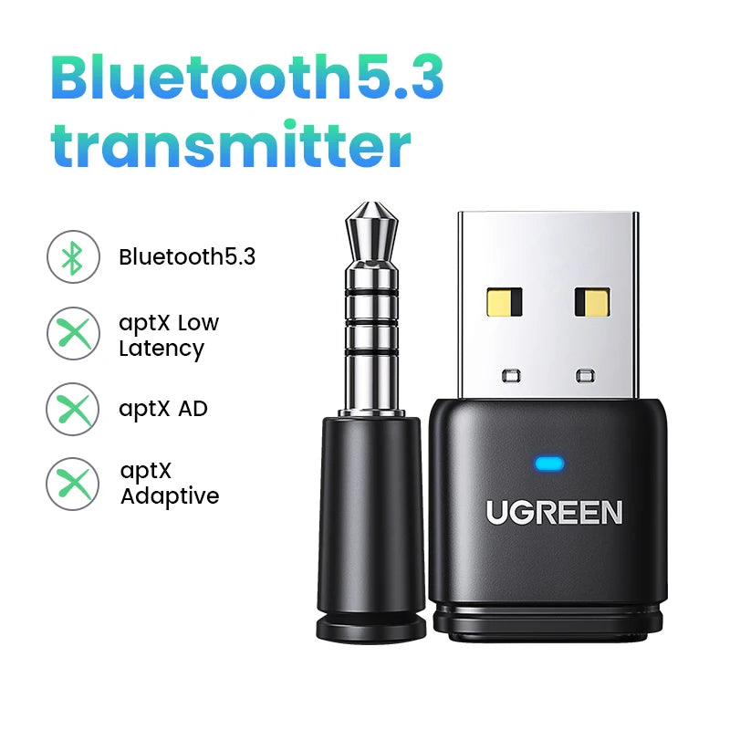 【RU Special】UGREEN USB Bluetooth 5.3  aptX HD AD Audio Adapter for PS5 PS4 Nintendo Switch Transmitter Headset Speaker Mic