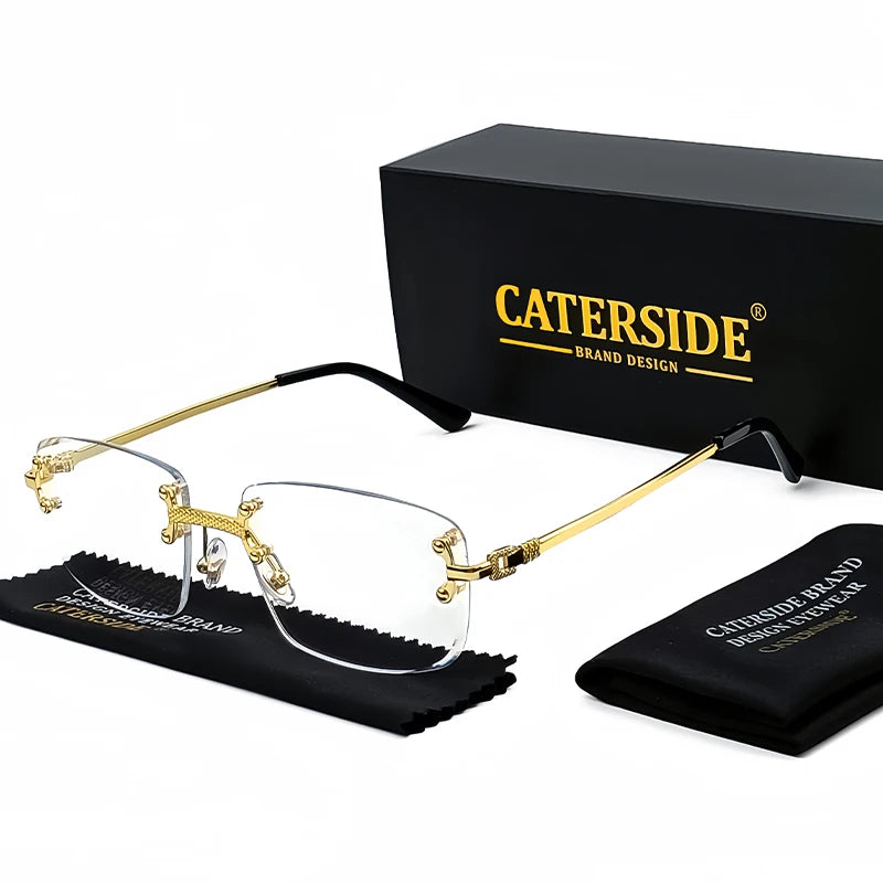 CATERSIDE Frameless Rectangle Sunglasses Women Luxury Designer Rimless Gradient Lens Metal Sun Glasses For Men Sports UV400