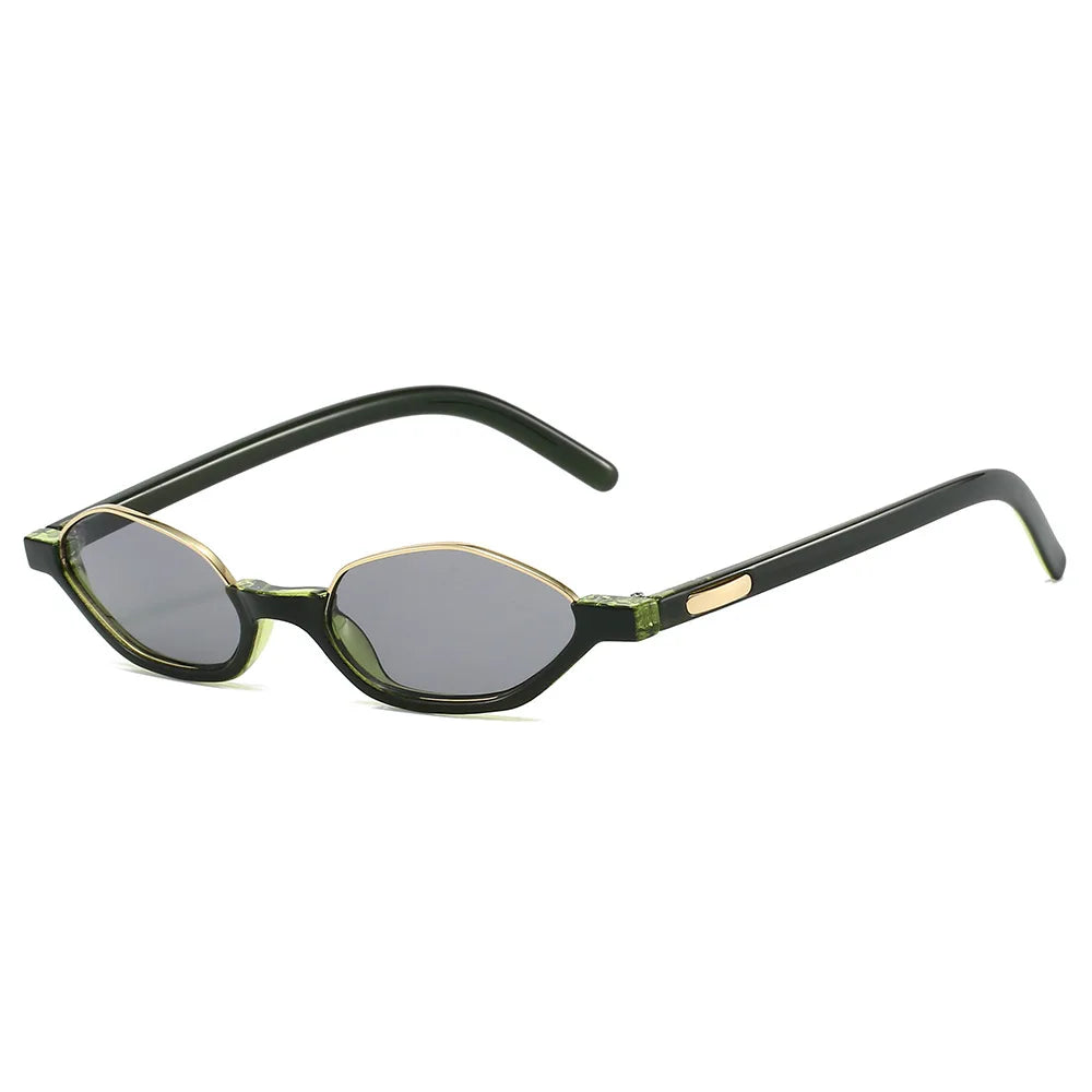 JNPCXI New Semi-Metal Polygon Cat Eye Women Orange Sunglasses Fashion Candy Color Shades UV400 Men Sun Glasses