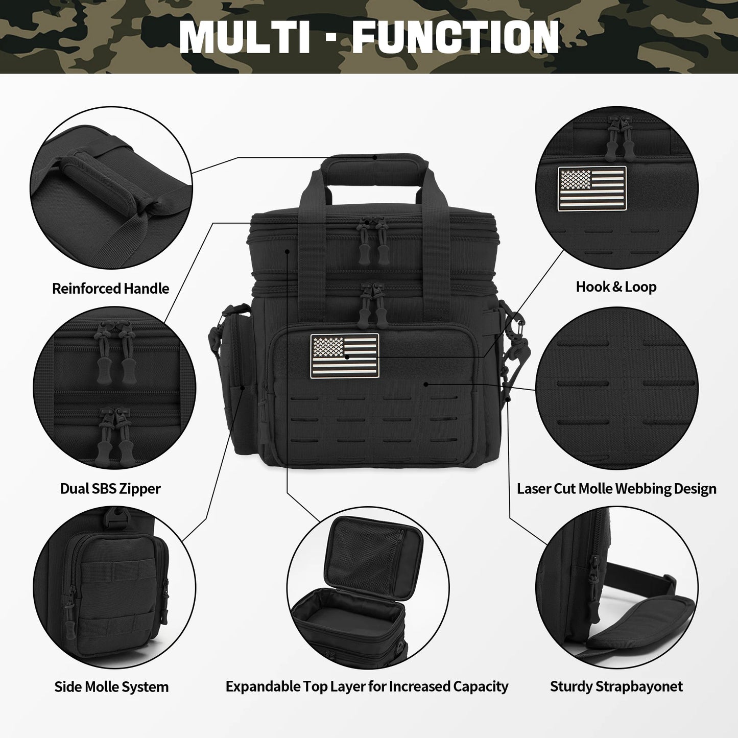18L Tactical Lunch Box Insulated Cooler Bag for Men Heavy Duty Leakproof Work
