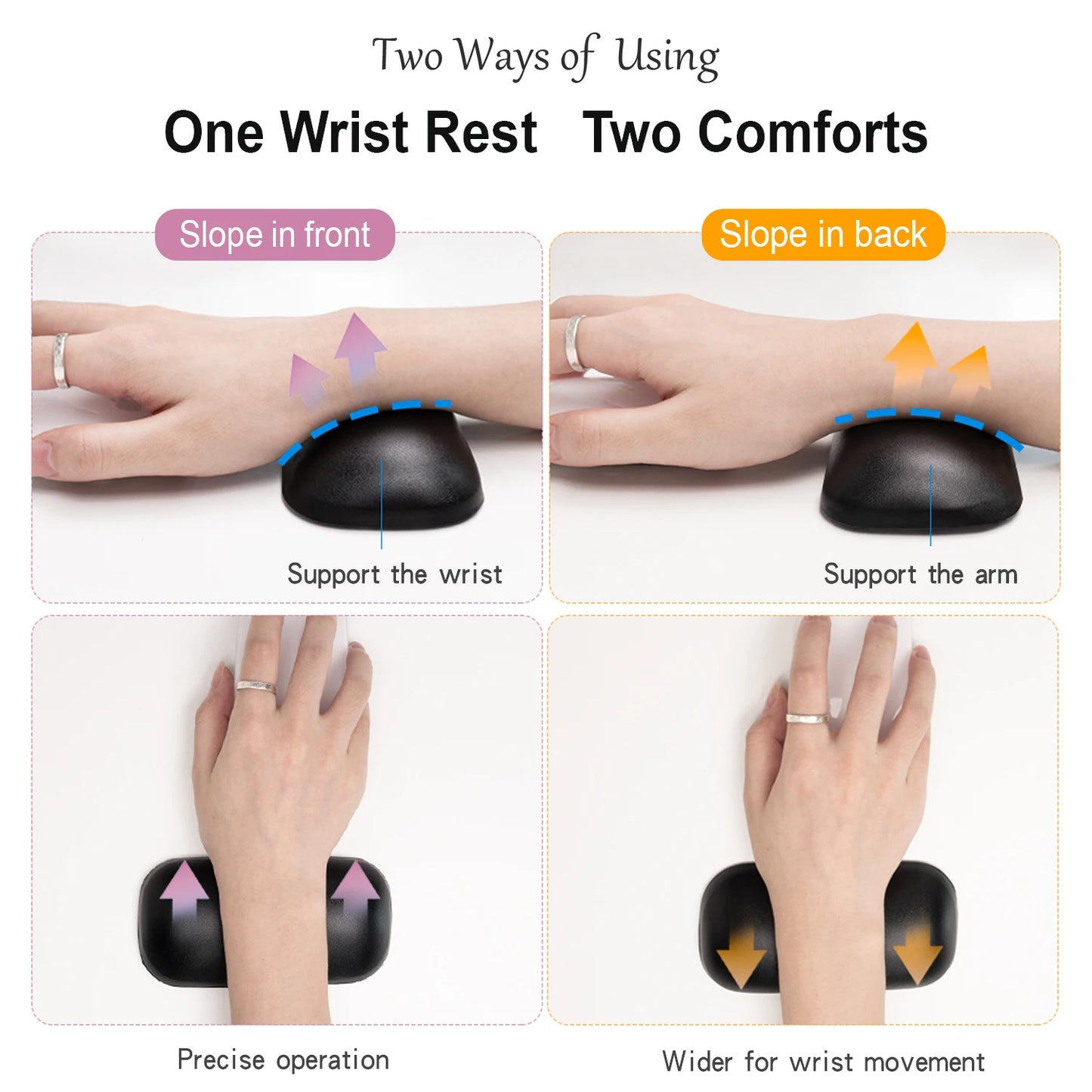EXCO Silicone Mouse Wrist Rest Support Ergonomic Leather Surface Hand Rest Pad Cushion Non-Slip PU Base for Gaming Office Laptop