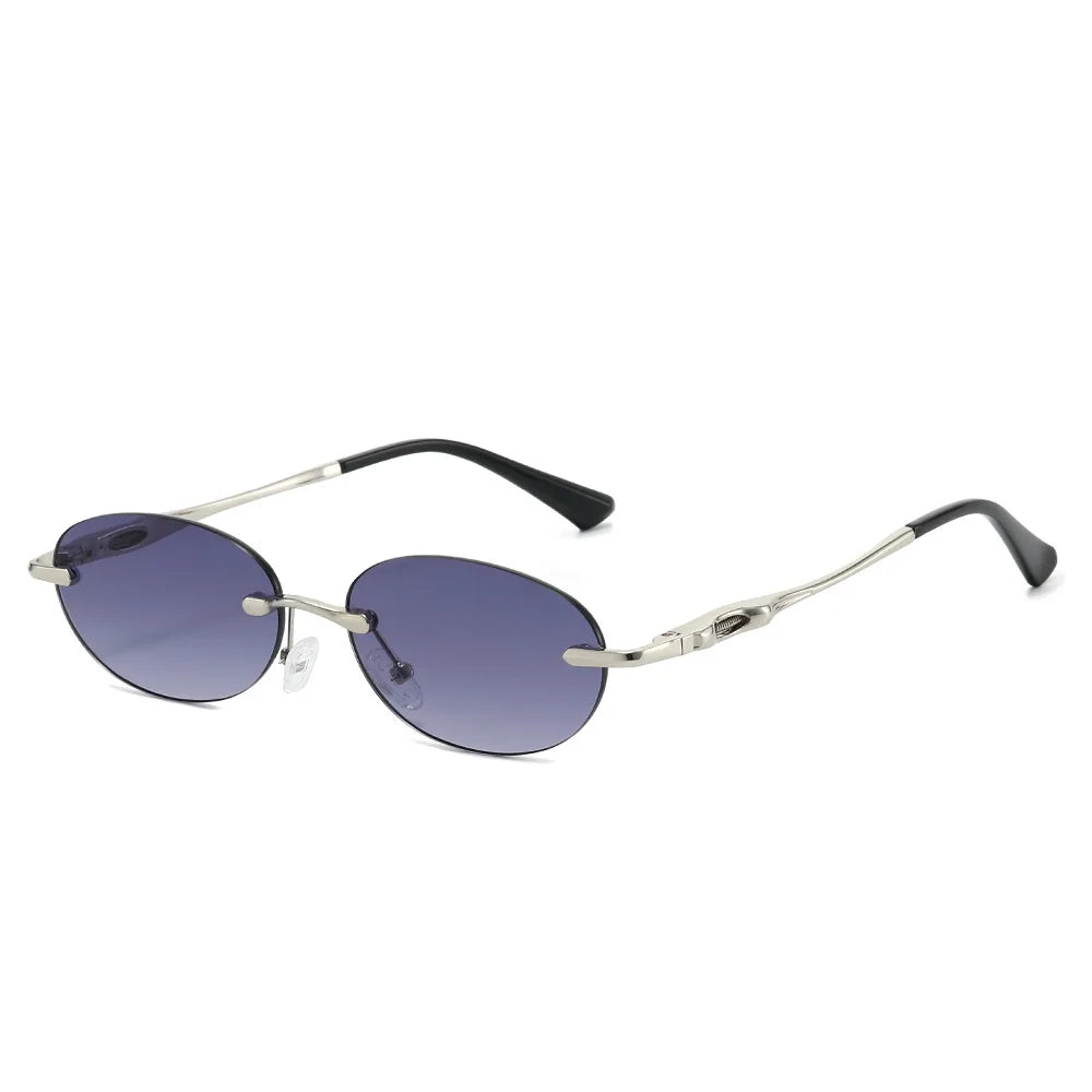 JNPCXI New Retro Fashion Rimless Punk Y2k Oval Sunglasses Women Men Sun Glasses Vintage UV400 Outdoor Shades