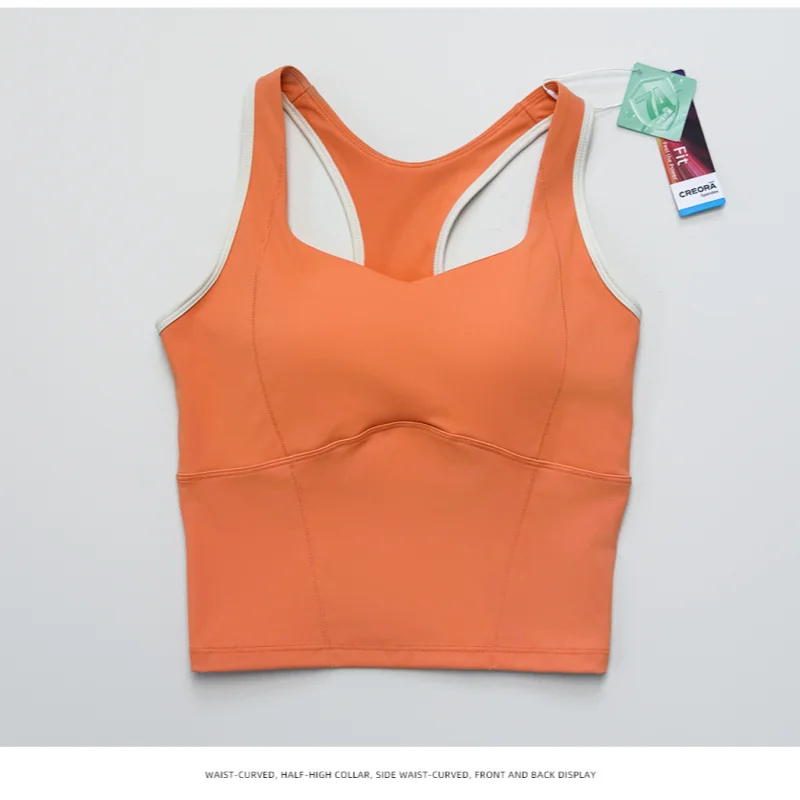 Women's fitness yoga sleeveless vest, elastic fitness yoga, running, dancing, crop top, bra