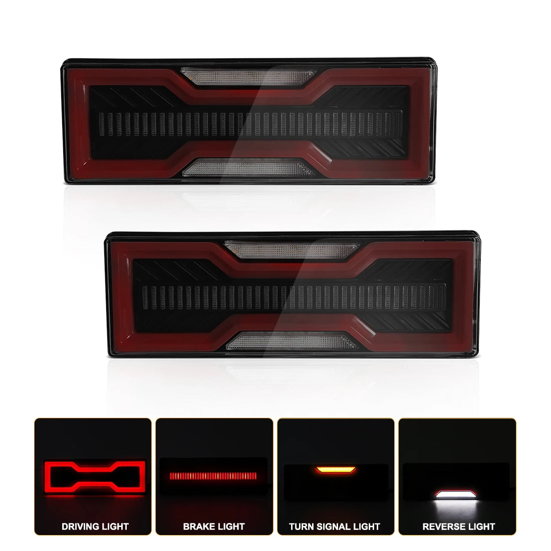 2PCS LED Tail Lights For Toyota Land Cruiser 70 Series FJ75 LC79 Rear Driving Reverse Brake Dynamic Turn Signal Lamps Taillights