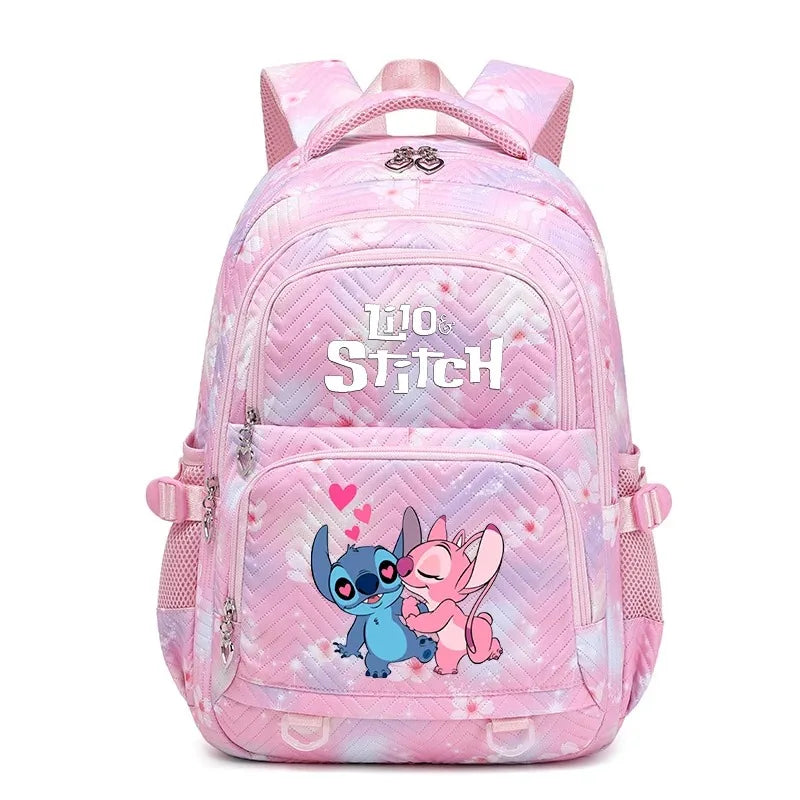 Pink Lilo Stitch Large Capacity Backpack Lightweight School Student Travel Bag
