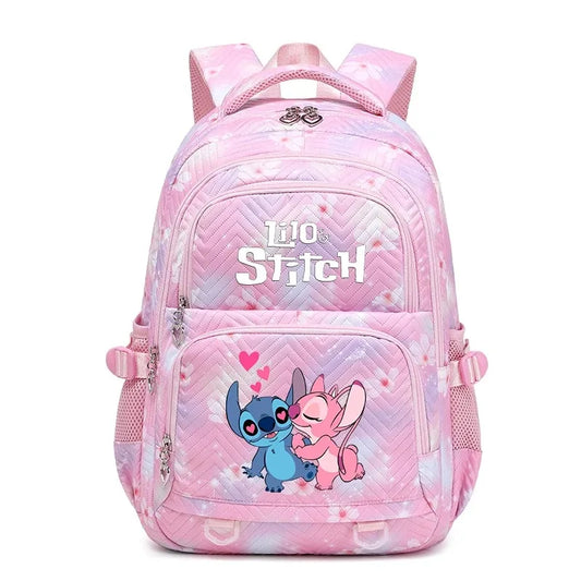 Pink Lilo Stitch Large Capacity Backpack Lightweight School Student Travel Bag