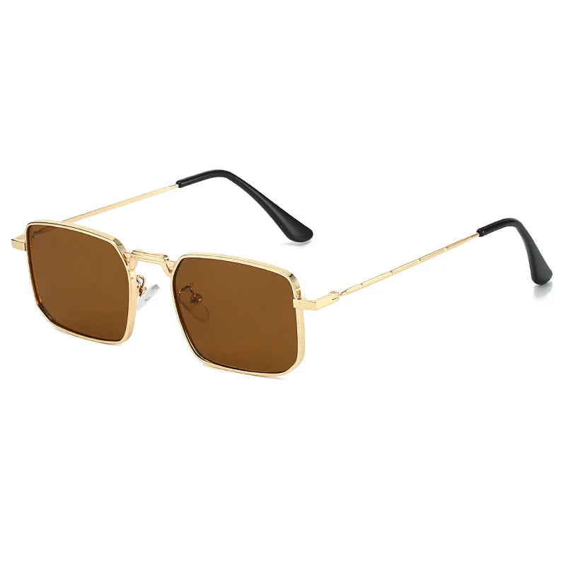 JNPCXI New Square Metal Sunglasses Women Fashion Clear Black Orange Ocean Lens Shades UV400 Men Punk Sun Glasses