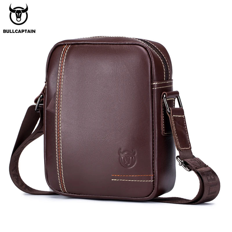 BULLCAPTAIN Famous Brand Genuine Leather Men Bag Casual Business Messenger Men's Bag Male Crossbody Shoulder Bag iPad Travel Bag