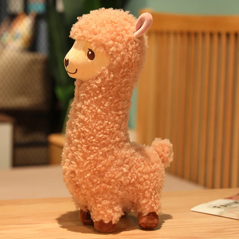 Furry Plush Llama  Alpaca Plush Toy Stuffed Soft Long Plush Lifelike Alpaca Sheep Hug Throw Pillow Animals Nap Sleeping Pillow