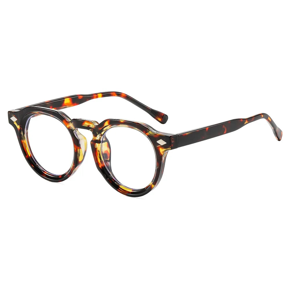 JNPCXI New Fashion Round Sunglasses Women Punk Leopard Gradient Shades Men Trending Rivets Sun Glasses UV400