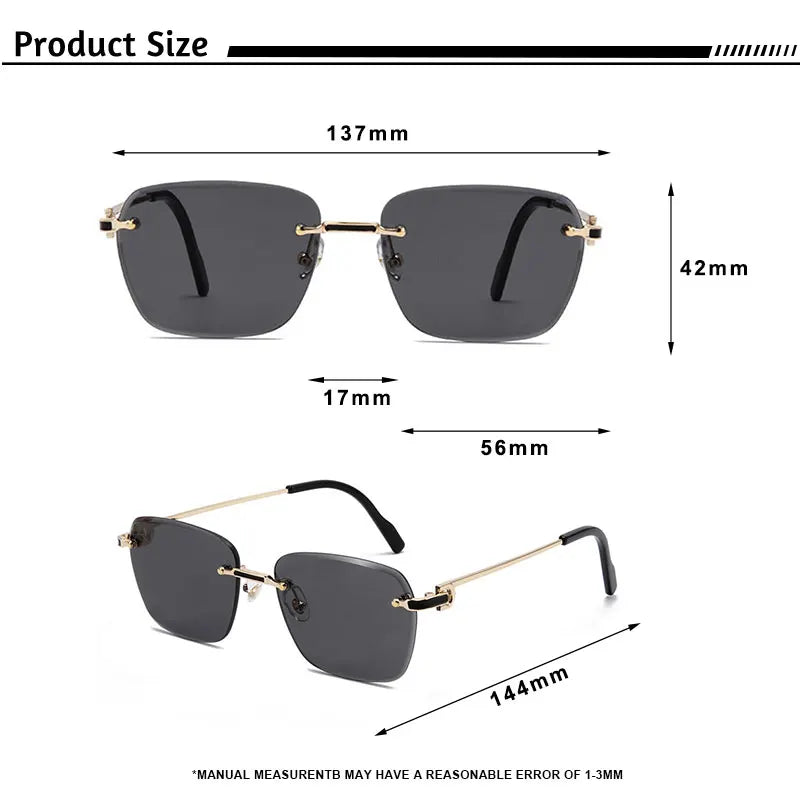 CATERSIDE New Pilot Rimless Sunglasses Men Gradient Sun Glasses Women Retro Business Shopping UV400 Lunette De Soleil Homme