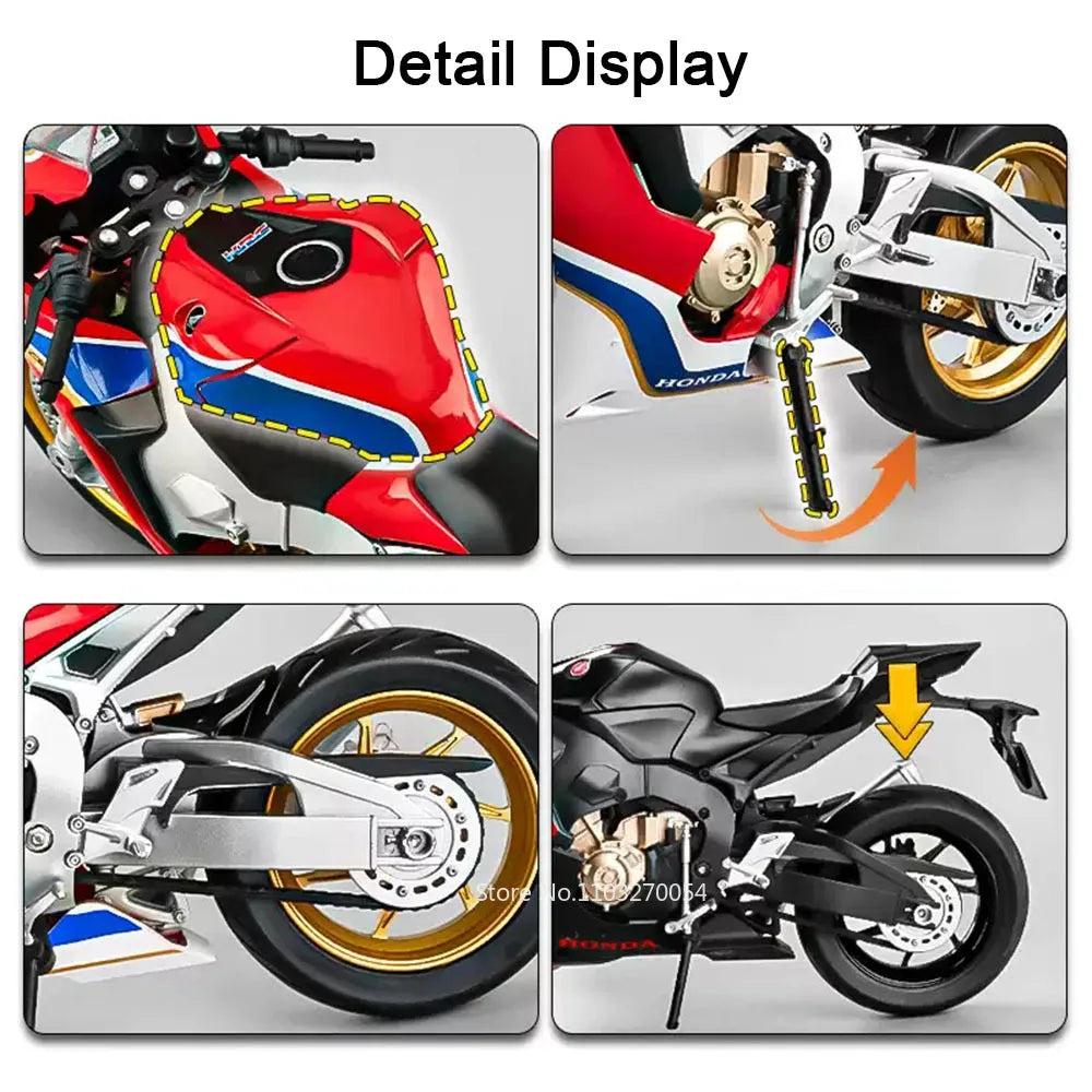 1:9 Honda CBR1000 Monkey Alloy Motorcycle Model Diecast Toys Front Wheel Steering Light Miniature Vehices Children Birthday Gift