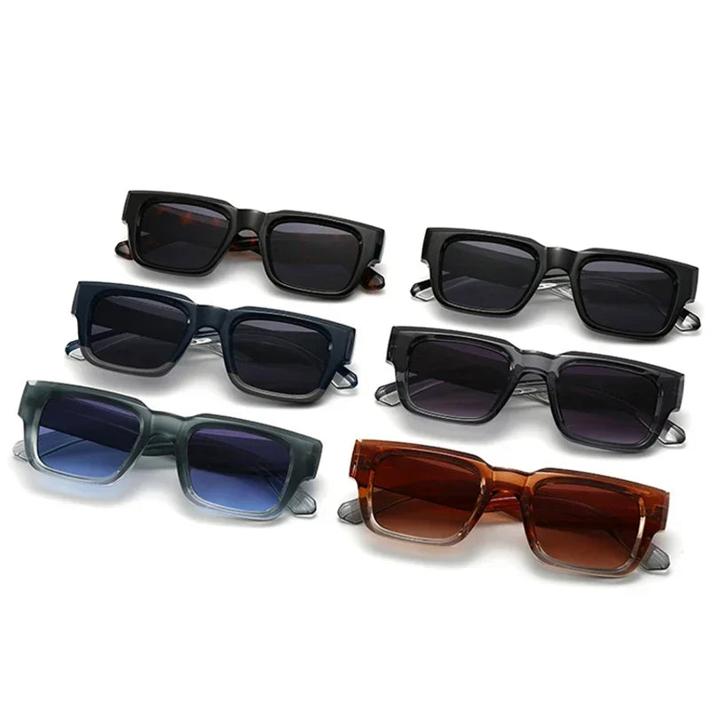 JNPCXI Square Sunglasses Men Punk Wide Legs Eyewear Gradient Green Gray Shades Luxurious Brand Designer Women Sun Glasses