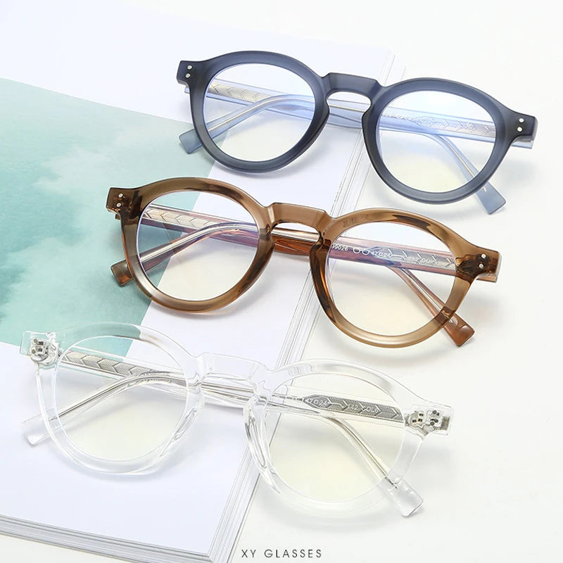 JNPCXI Vintage Round TR90 Glasses Frame Women Leopard Fashion Clear Anti-Blu-Ray Lens Eyewear Men Optical Frame