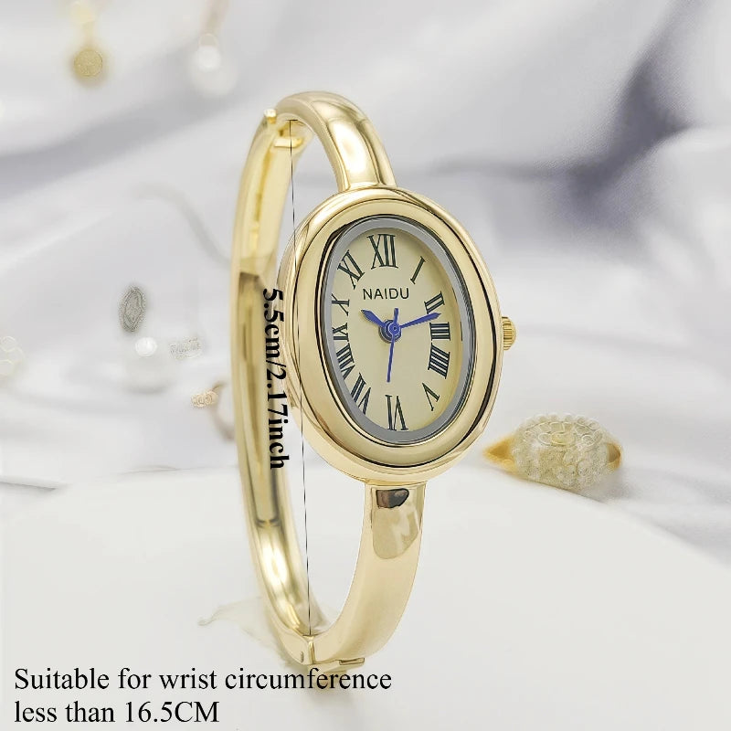 Fashion Women Mid Ancient Style Oval Dial Small Watch Adjustable Steel Strap Quartz Wristwatch Relogio Feminino Dropshipping