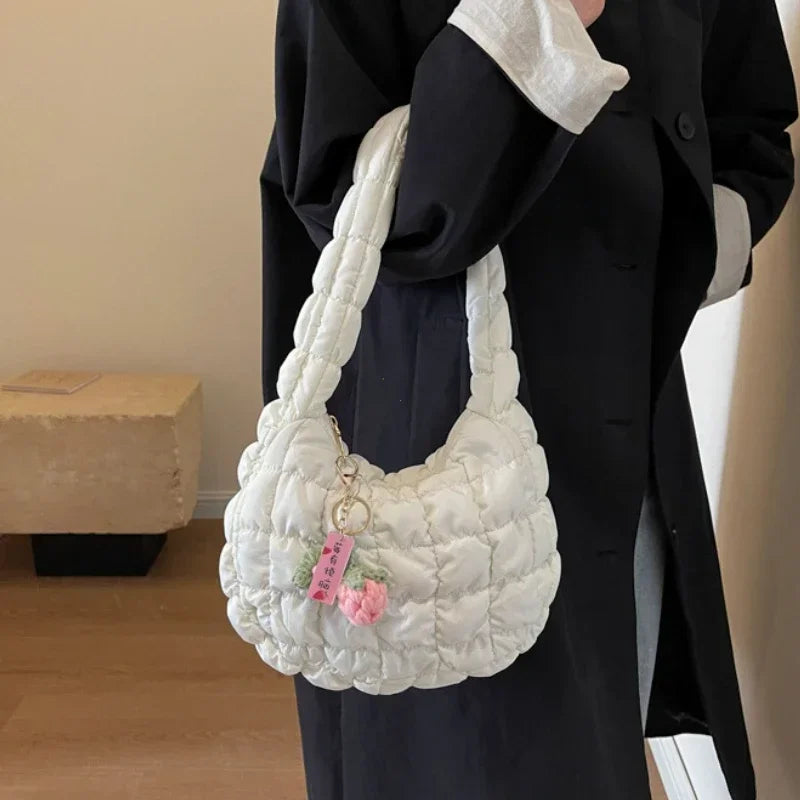 Women's Bag Korean Version Sweet Girly Style Shoulder Bag Fashion Casual Bubble Dumpling Bag Fold Cloud Bags Fashion Exquisite