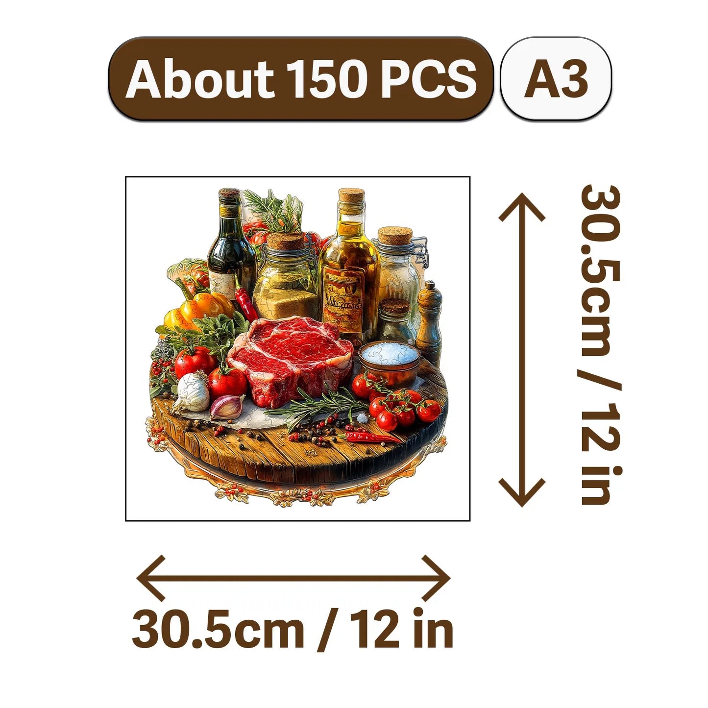 Gourmet Feast Theme Wooden Jigsaw Puzzle Wood Home Decor Painting Christmas and Halloween Gift Toy For Teen And Kid