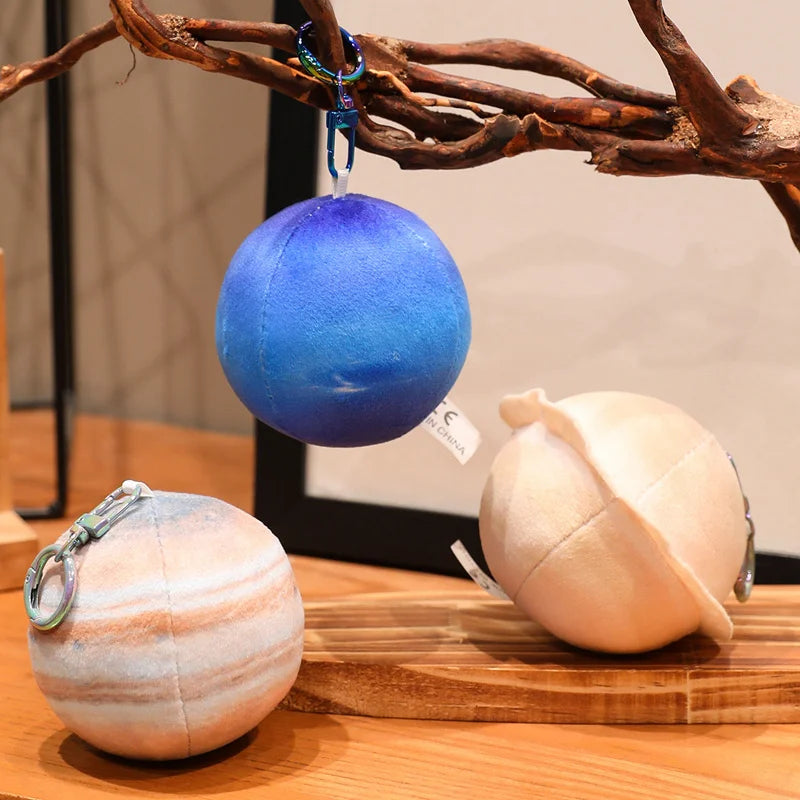 7.5cm Space Planet Plush Toy Simulation Earth Sun Moon Venus Mars Saturn Pendant Keychain Astronomy Enthusiasts' Collection