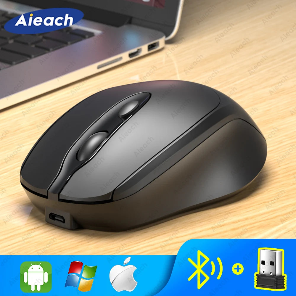 Aieach Color Wireless Bluetooth Mouse USB Silent Ergonomic Gamer Mouse Laptop PC