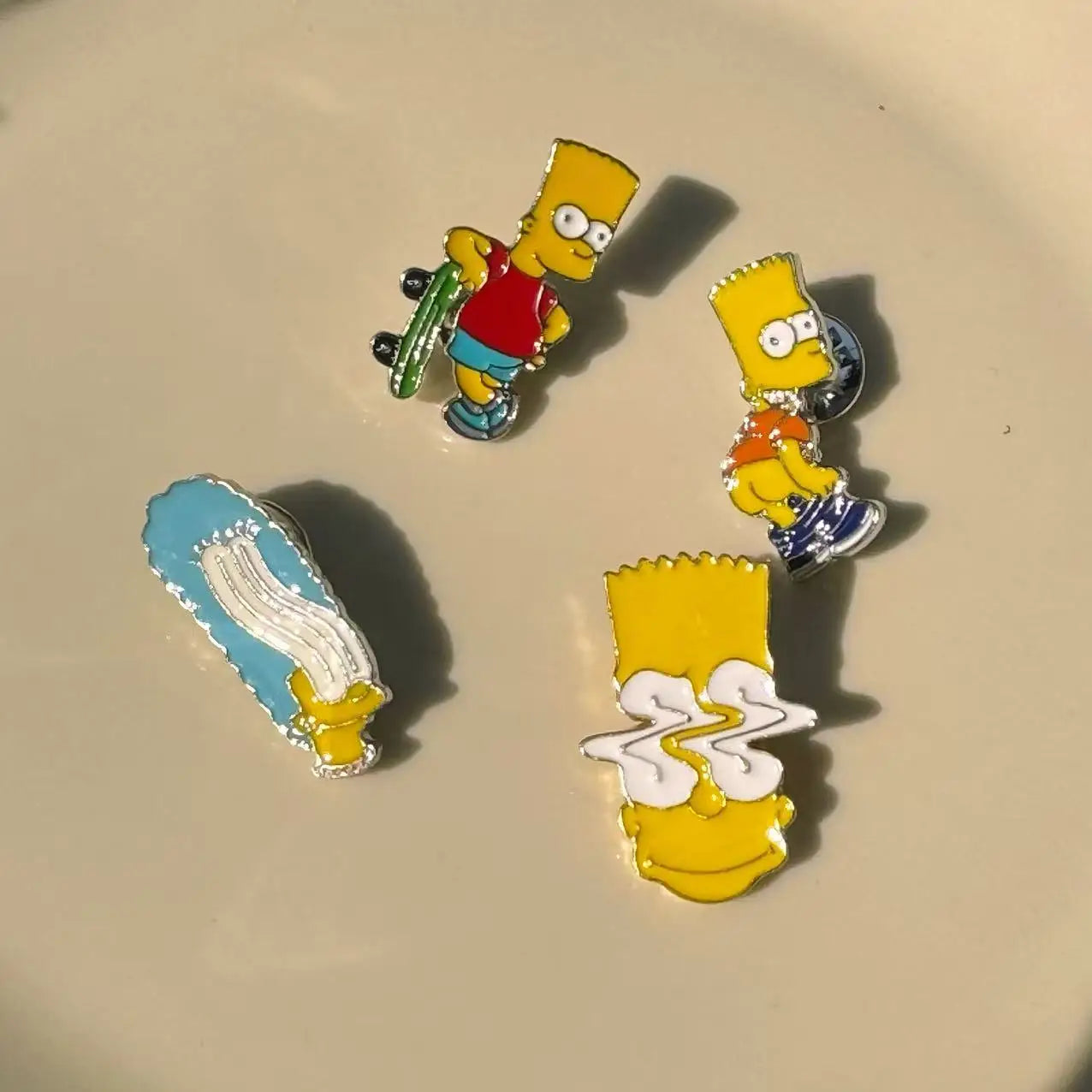 4pcs the Simpsons Comedy Anime TV Series Enamel Pins Set Cartoon Lapel Brooch Badges Funny Jewelry Gift for Kids And Friends