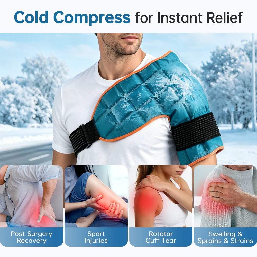 Shoulder Brace Belt Self-absorbing Water Reusable Ice Pack Shoulder Hot & Ice Compress Pad for Pain Relief Sports Injuries Care