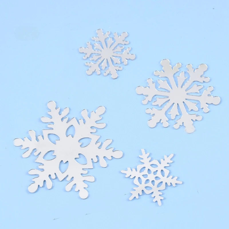 4pcs Ice & Snow Themed Christmas Party Cake Top White Snow Flakes Acrylic Happy Birthday Cake Top Christmas Party Decoration
