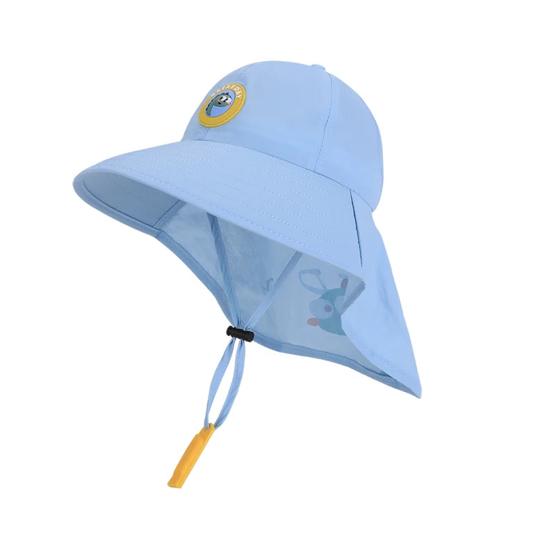 2263-Summer children's hats for boys and girls, outdoor sun protectionhats,cartooncutewhistlesunhats,widebrimshawlfishermanhats.