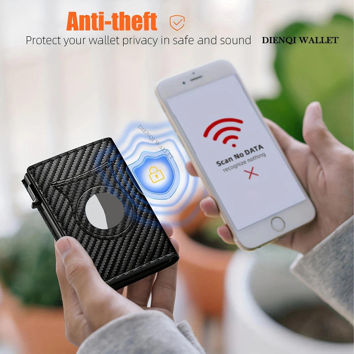 Anti-Theft Carbon Fiber Wallet Credit Card Holder Minimalist Coin Purse AirTag