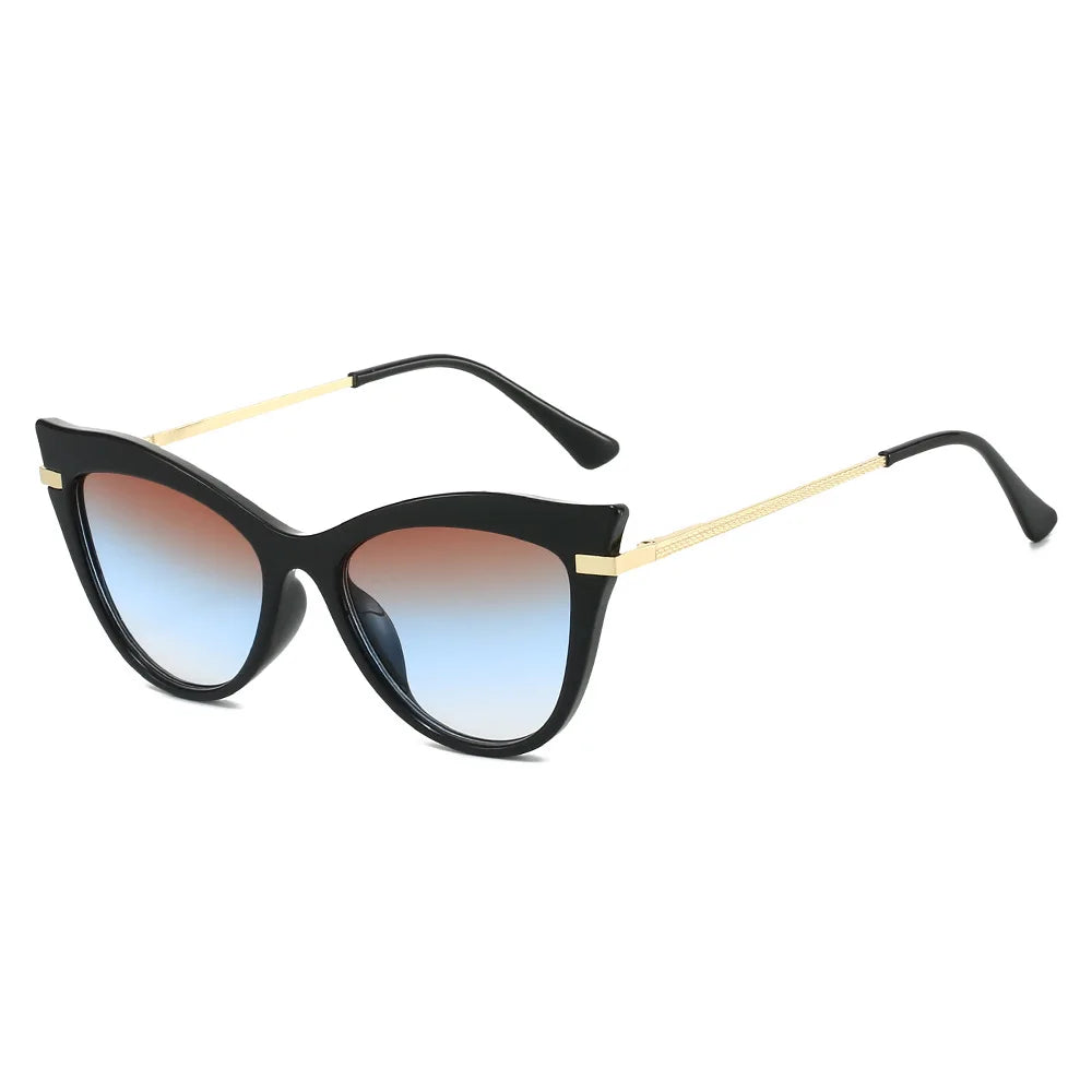 JNPCXI New Cat Eye Double Color Sunglasses Women Fashion Gradient Shades UV400 Eyeglass Frame Men