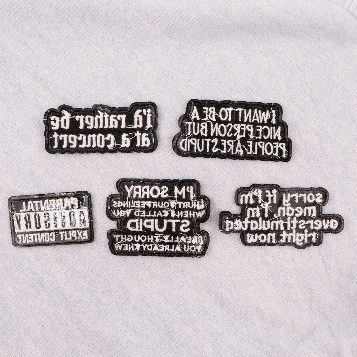 Letters Black Embroidery Patch Funny Quotes Iron On Patches For Clothing Thermoadhesive Patches On Clothes DIY Sew Badges