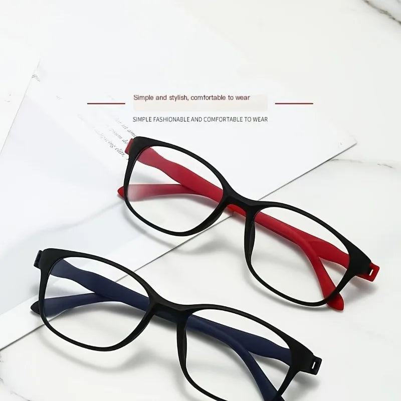 A Pair of Rectangular Frame Gradient Glasses, Anti Slip Blue Light Shielding Suitable for Office and Casual Wear