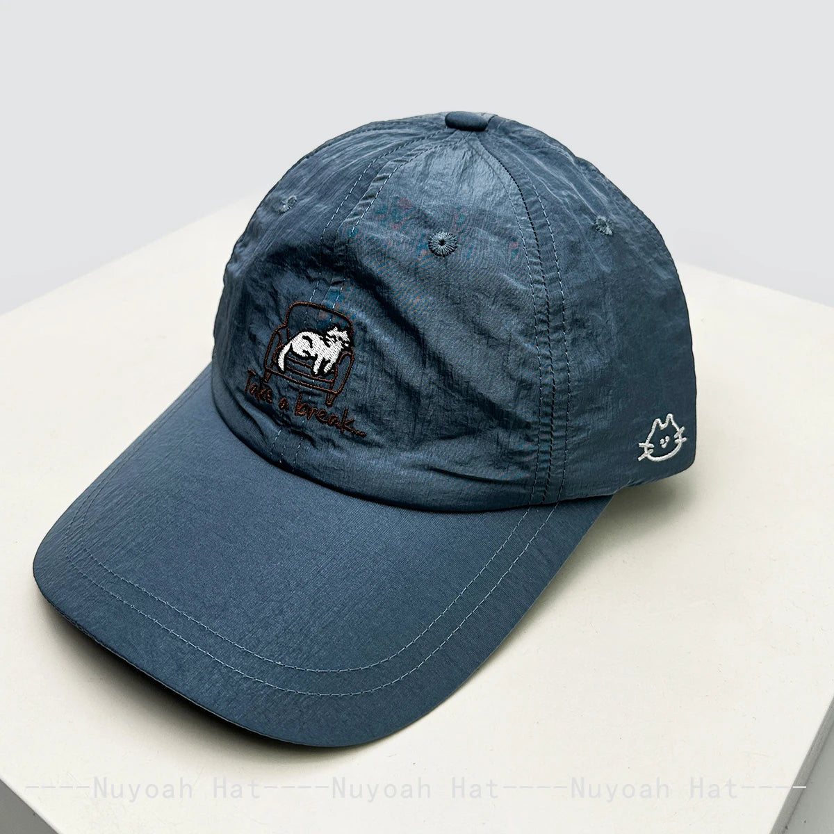New Unisex Cartoon Embroidered Cat Letters Baseball Hats Sunshade Simple Breathable Quick Drying Peaked Caps Versatile Fashion