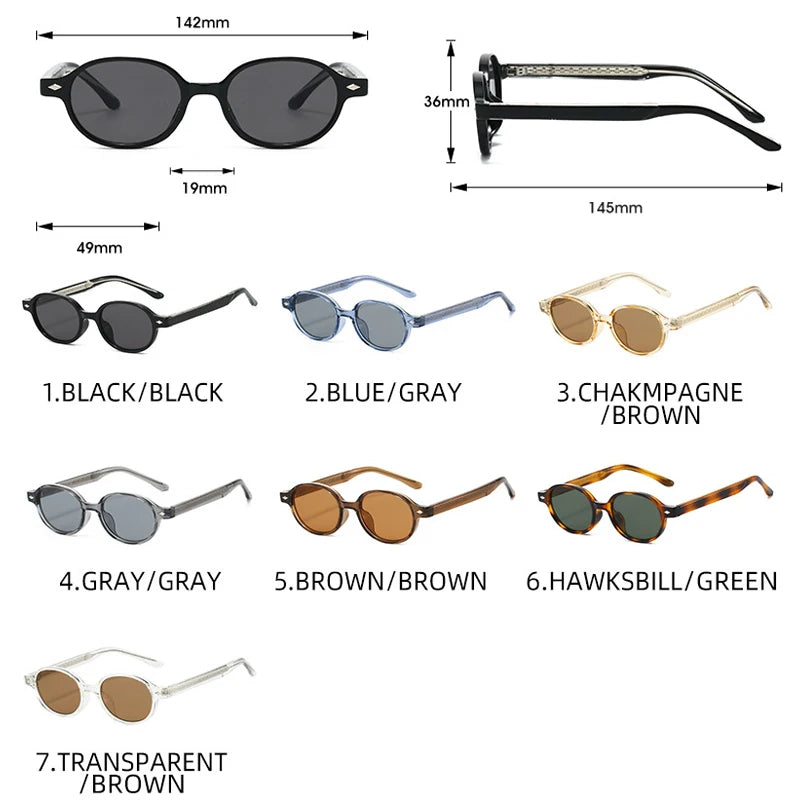 JNPCXI New Retro Small Oval Women Sunglasses TR90 Fashion Candy Color Shades UV400 Men Trending Rivets Punk Sun Glasses