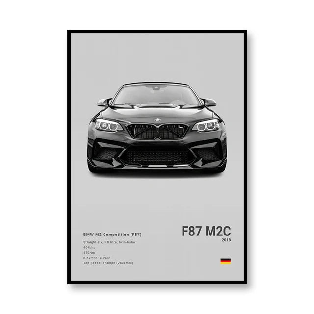 F87 M2C BMW Competition Print Famous Brand Cars Canva Wall Art Poster Room Decor