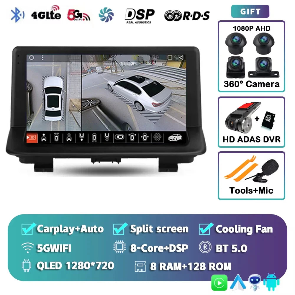 For Audi Q3 1 8U 2011 - 2018 2K 12+256 QLED Android 15 CarPlay Car Radio Multimedia Video Player GPS stereo Head Unit 4G WIFI