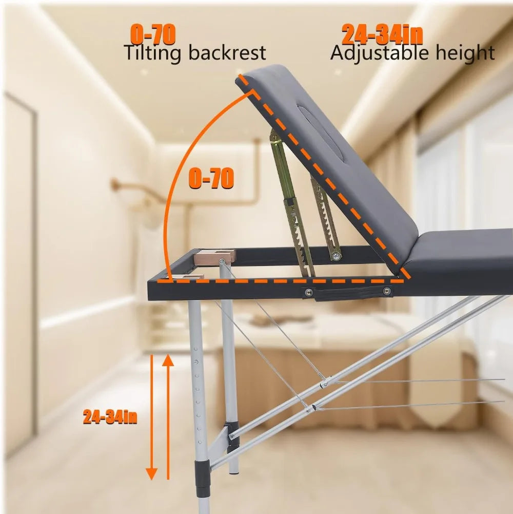 84" Massage Bed, Neck Stretcher Adjustable Lash Bed Massage Bed Tattoo Table