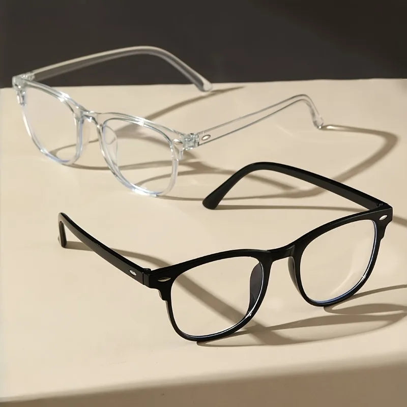 2pcs Women's Plastic Retro Round Rice Nail Style Fashionable Plain Reading Glasses Office Glasses Fashionable Design Simple