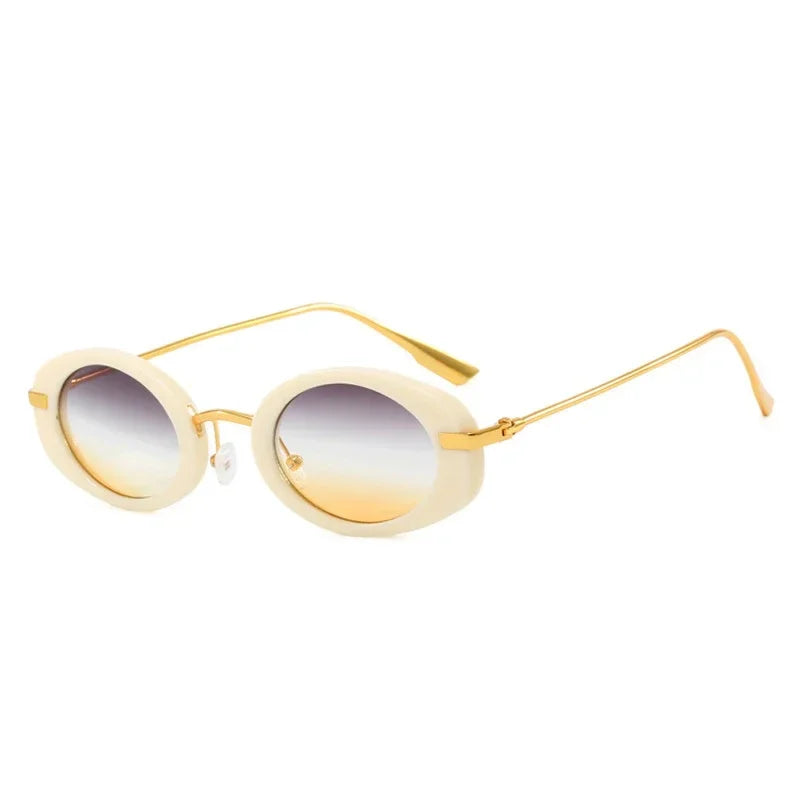 JNPCXI Retro Small Oval Women Luxury Sunglasses Fashion Punk Men UV400 Trending Gradient Sun Glasses Shades