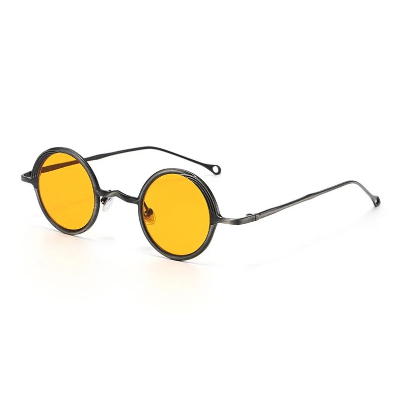 JNPCXI Retro Polarized Classic Metal Small Round Punk Men Sunglasses Fashion Clear Anti Blue Light Women Sun Glasses UV400