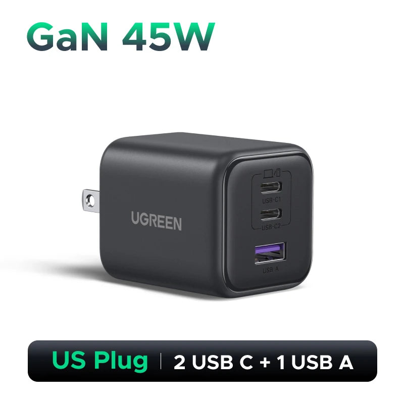 45W GaN Charger PD3.0 PPS QC3.0 USB C Fast Charger Samsung S25 S24 iPhone 16-14