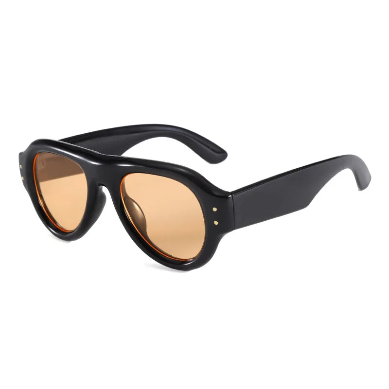 JNPCXI New Pilot Rivets Women Sunglasses Shades UV400 Fashion Leopard Men Wide Legs Oval Punk Outdoor Sun Glasses