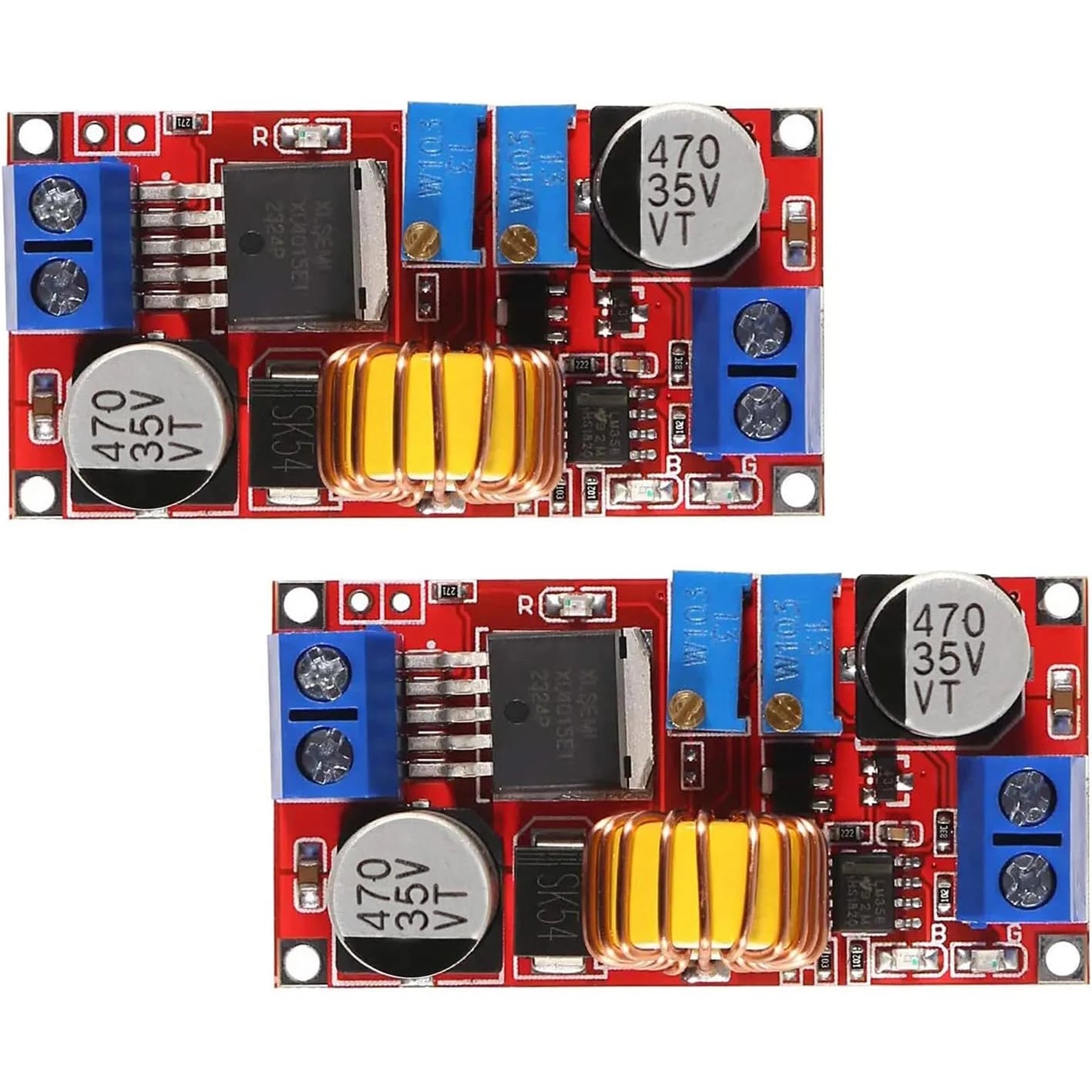 2Pcs XL4015 Max 5A DC-DC Adjustable Buck Converter 4-38V to 1.25-36V, High Power LED Constant Current Driver Module, DC to DC