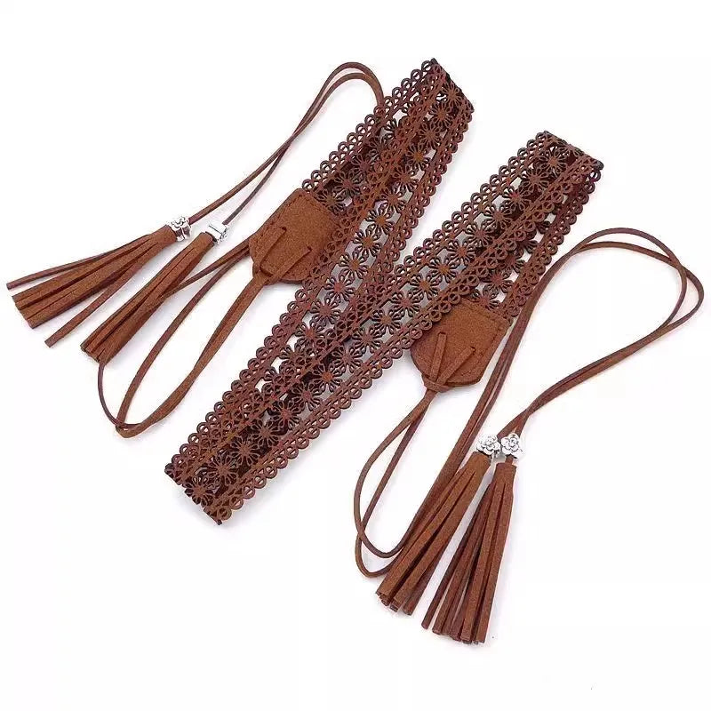 Braided Hollowed-Out Ethnic Belt New Bohemian Accessories Thin Leather Belt With Skirt Ins High-End Sense Of Versatile