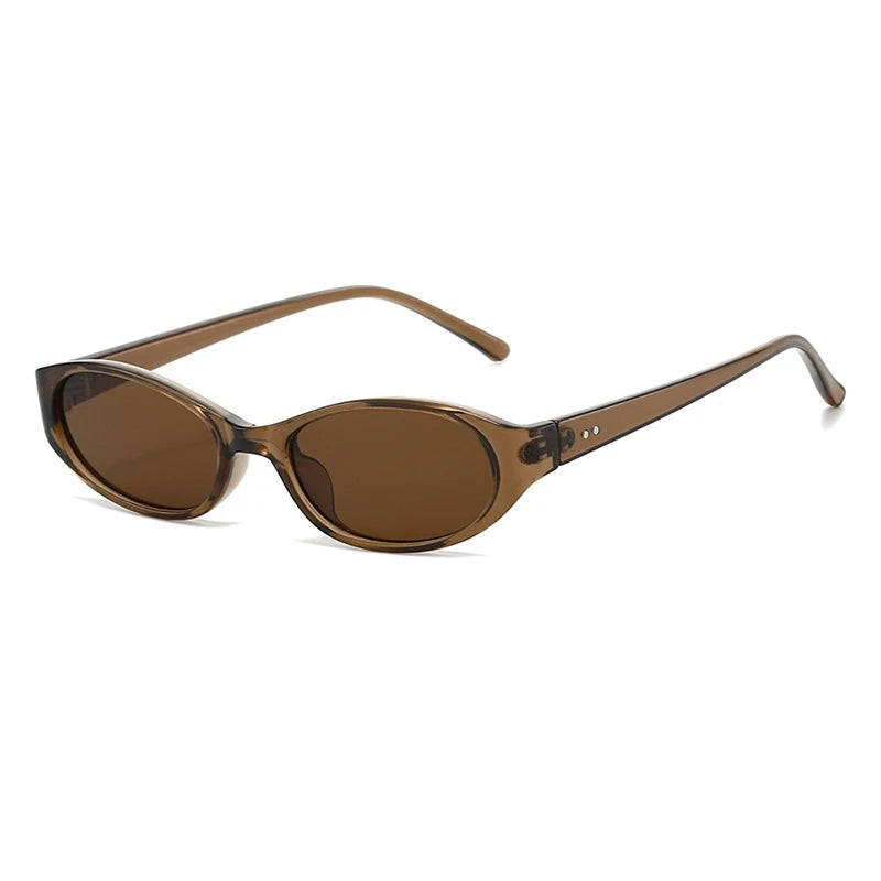 JNPCXI New Fashion Small Oval Punk Men Sunglasses UV400 Retro Rivets Women Cat Eye Leopard Sun Glasses