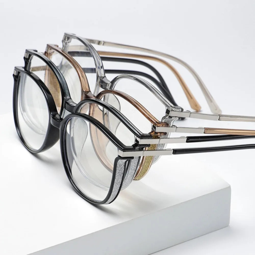 Luxury Far Sight Reading Glasses for Women Blue Light Blocking Computer Eyewear New Trendy Cat Eye Eyeglasses for Women Men